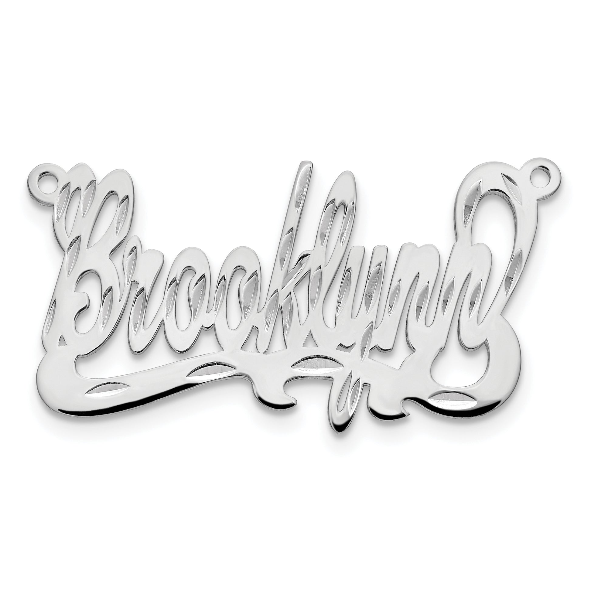 Sterling Silver Silver/Rhodium Plated Diamond Cut Name Plate