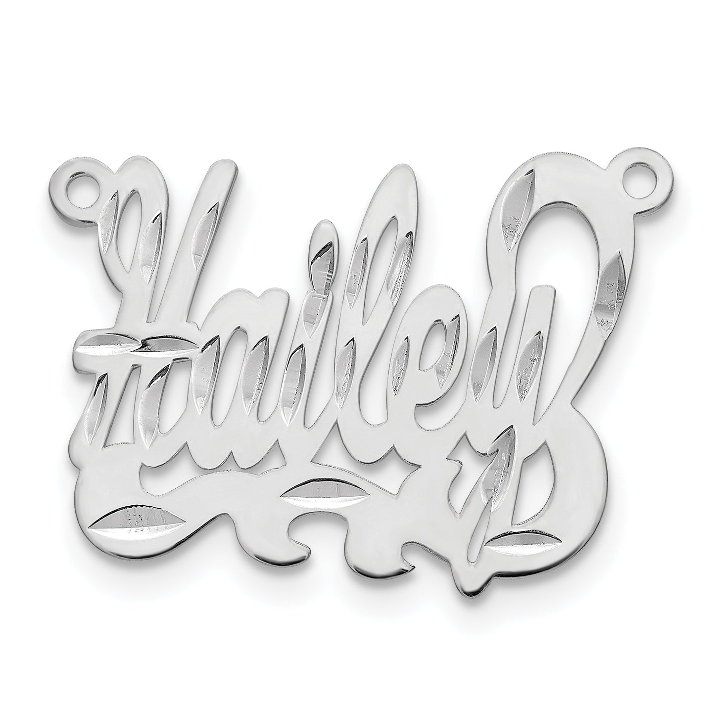 Sterling Silver Silver/Rhodium Plated Diamond Cut Name Plate