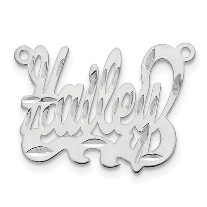 Sterling Silver Silver/Rhodium Plated Diamond Cut Name Plate
