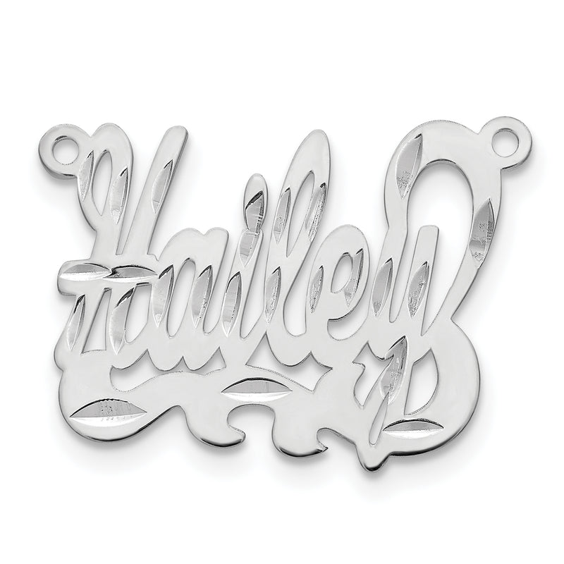 Sterling Silver Silver/Rhodium Plated Diamond Cut Name Plate