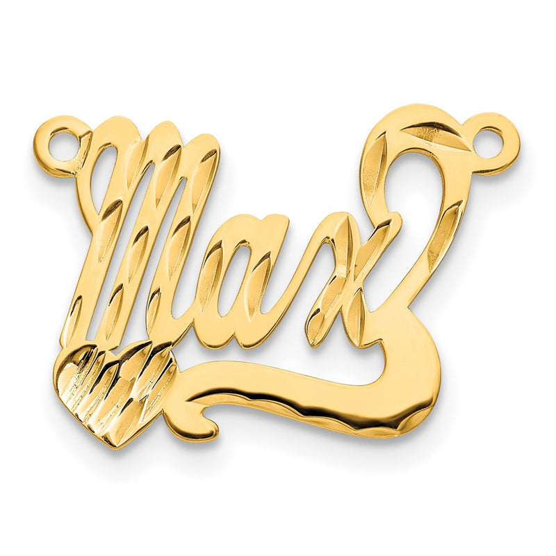 14K Yellow Gold Diamond Cut Heart Name Plate