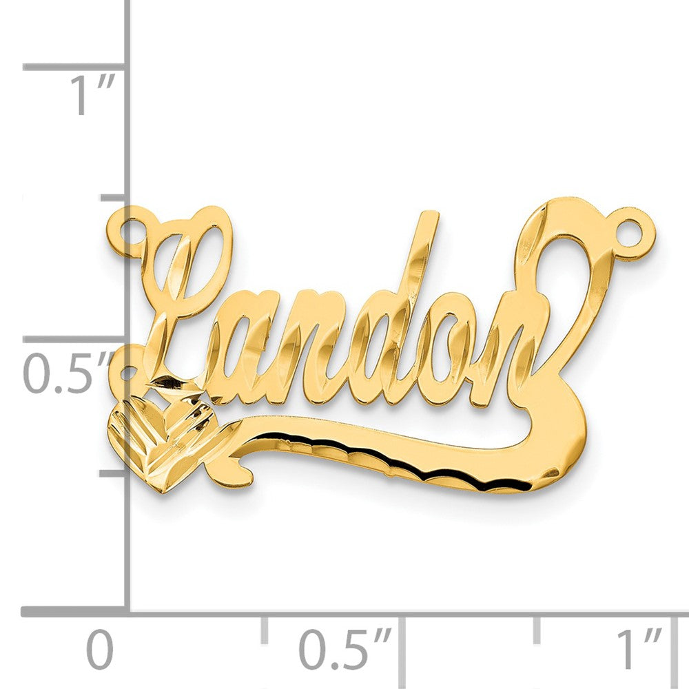 14K Yellow Gold Diamond Cut Heart Name Plate