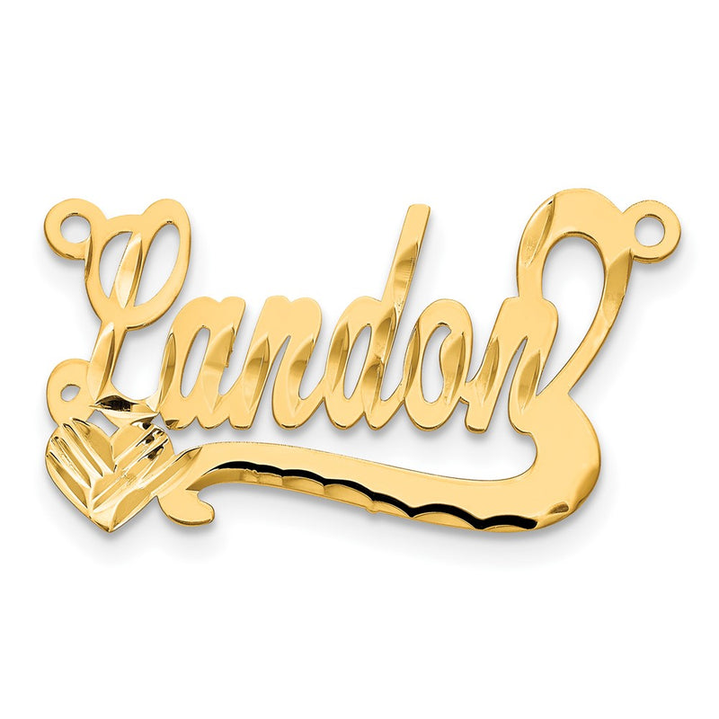 Gold Plated Sterling Silver/Gold Diamond Cut Heart Name Plate