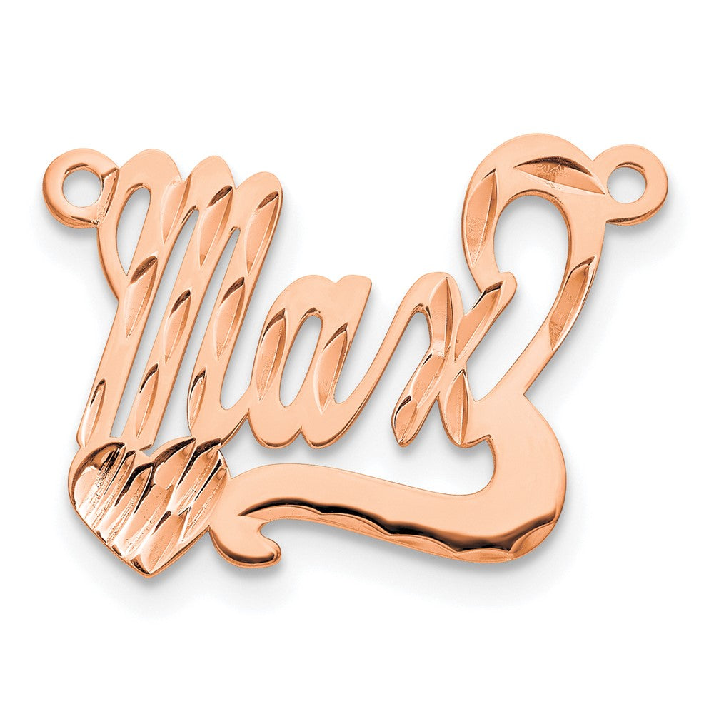 Rose Plated Sterling Silver/Rose Diamond Cut Heart Name Plate