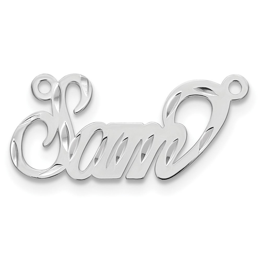 Sterling Silver Silver/Rhodium Plated Diamond Cut Name Plate