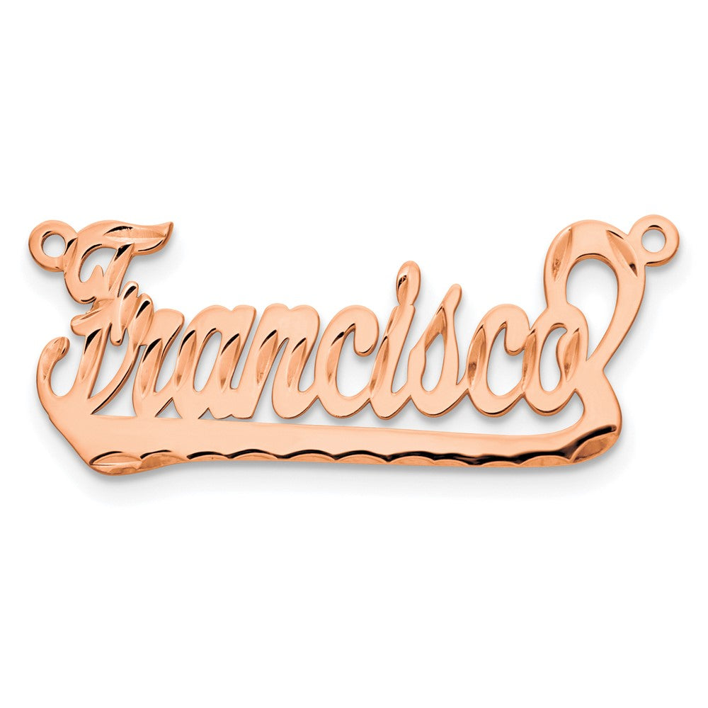 Gold Plated Sterling Silver/Rose Diamond Cut Underlined Name Plate