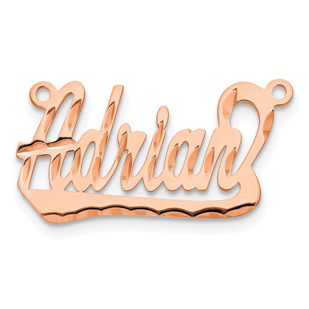 14K Rose Gold Diamond Cut Underlined Name Plate