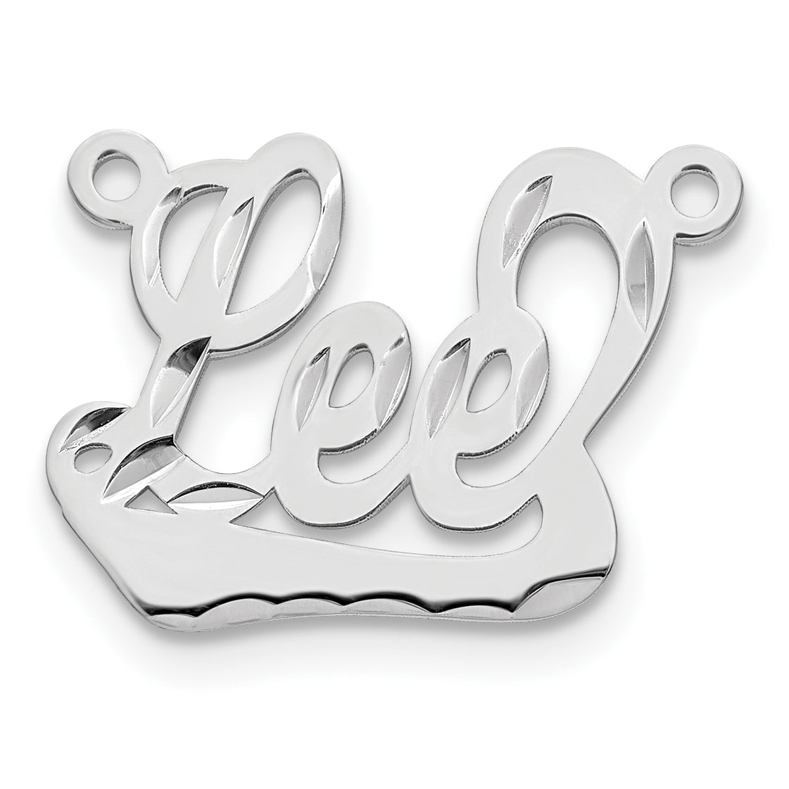 Sterling Silver Silver/Rhodium Plated Diamond Cut Underlined Name Plate