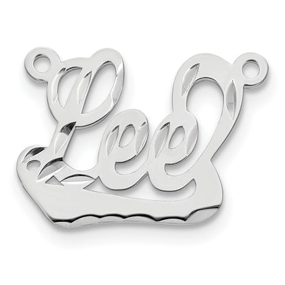 Sterling Silver Silver/Rhodium Plated Diamond Cut Underlined Name Plate
