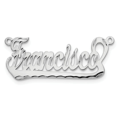 Sterling Silver Silver/Rhodium Plated Diamond Cut Underlined Name Plate