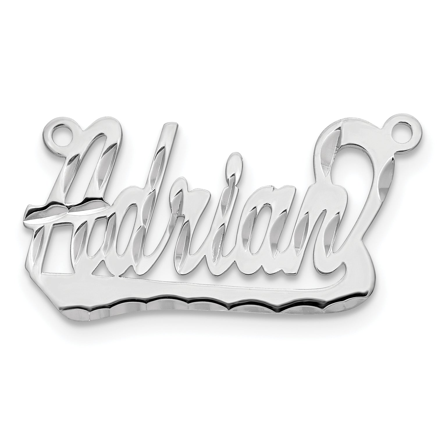 Sterling Silver Silver/Rhodium Plated Diamond Cut Underlined Name Plate