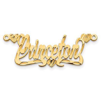 14K Yellow Gold Diamond Cut Hearts Name Plate