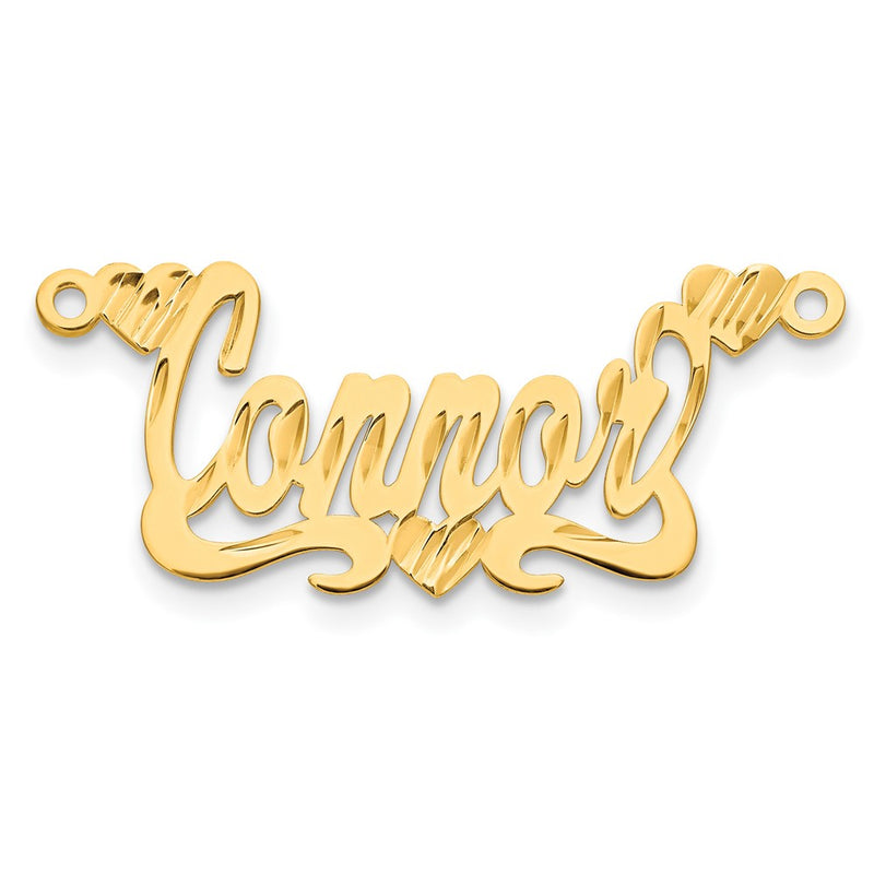 14K Yellow Gold Diamond Cut Hearts Name Plate