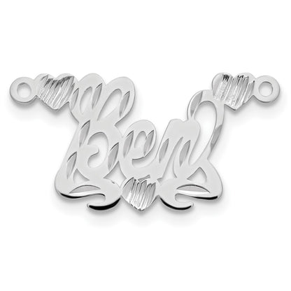 Sterling Silver Silver/Rhodium Plated Diamond Cut Hearts Name Plate
