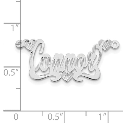 Sterling Silver Silver/Rhodium Plated Diamond Cut Hearts Name Plate