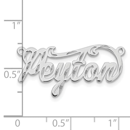 Sterling Silver Silver/Rhodium Plated Diamond Cut Name Plate