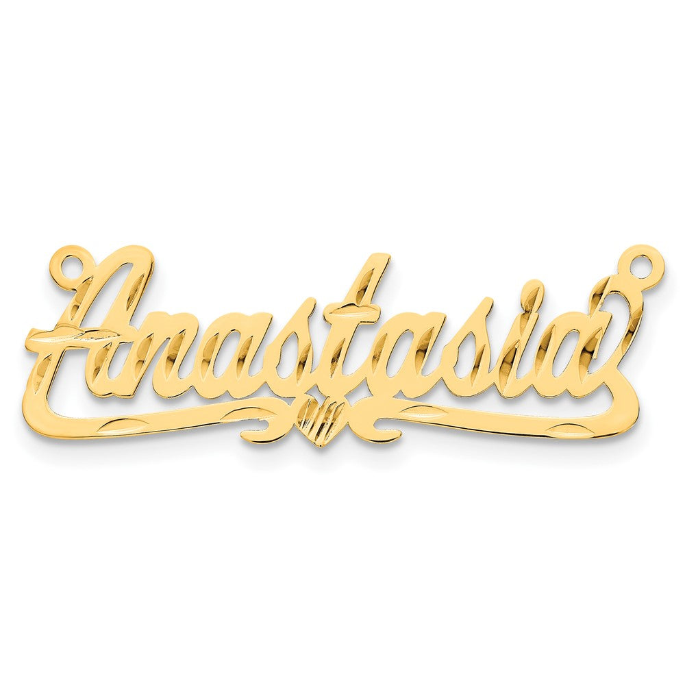 14K Yellow Gold Diamond Cut Heart Name Plate