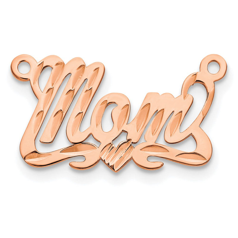 Rose Plated Sterling Silver/Rose Diamond Cut Heart Name Plate