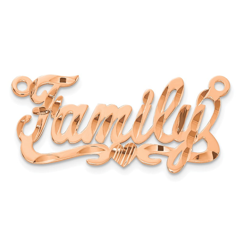 Rose Plated Sterling Silver/Rose Diamond Cut Heart Name Plate