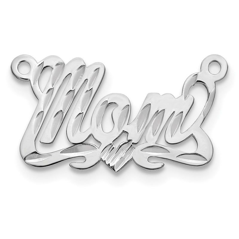 Sterling Silver Silver/Rhodium Plated Diamond Cut Heart Name Plate