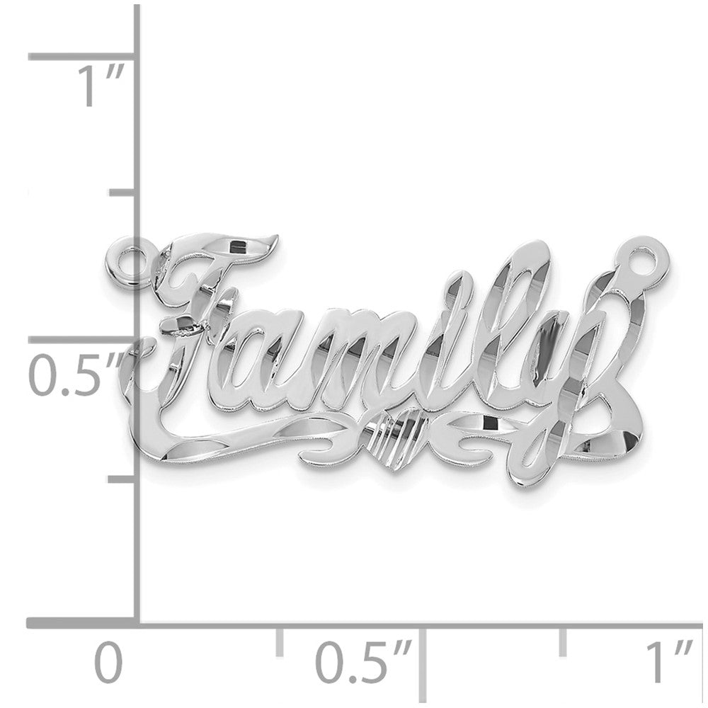 Sterling Silver Silver/Rhodium Plated Diamond Cut Heart Name Plate
