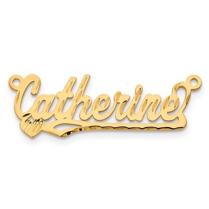 14K Yellow Gold Diamond Cut Heart Name Plate