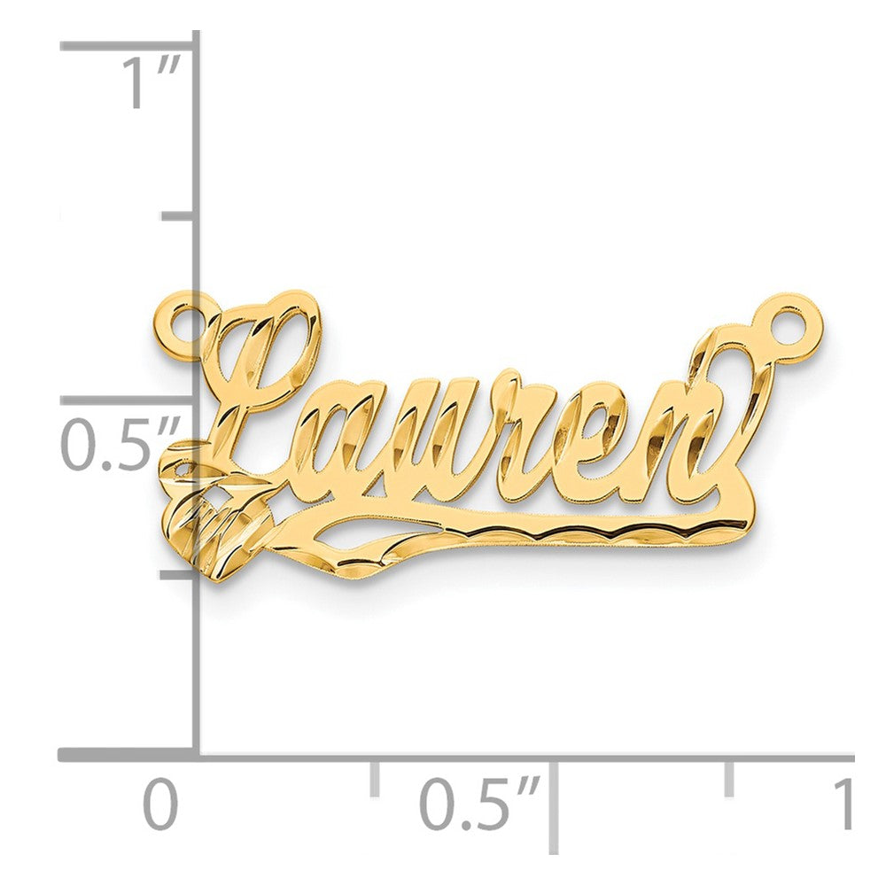 14K Yellow Gold Diamond Cut Heart Name Plate