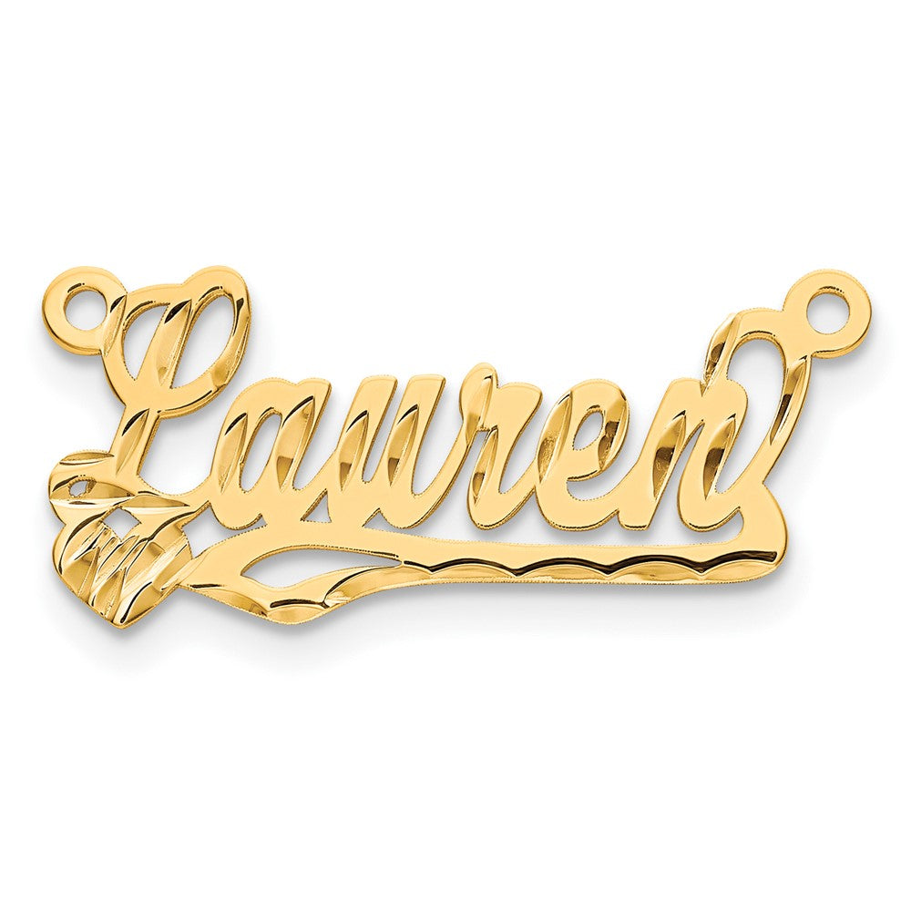 14K Yellow Gold Diamond Cut Heart Name Plate
