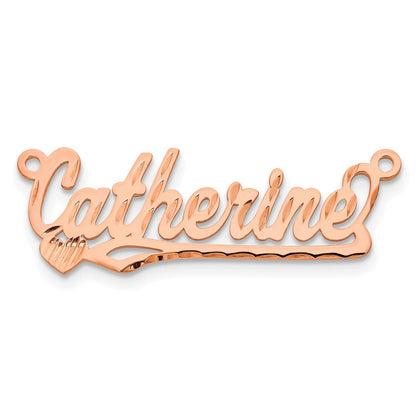 Rose Plated Sterling Silver/Rose Diamond Cut Heart Name Plate