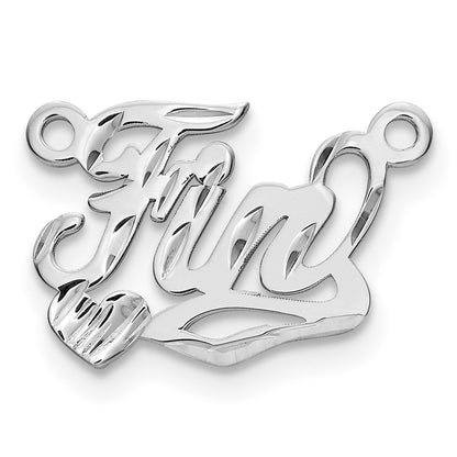 14K White Gold Diamond Cut Heart Name Plate