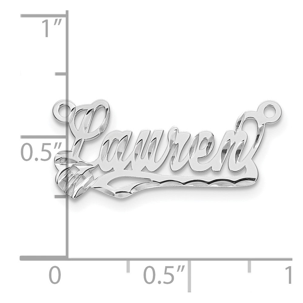 14K White Gold Diamond Cut Heart Name Plate