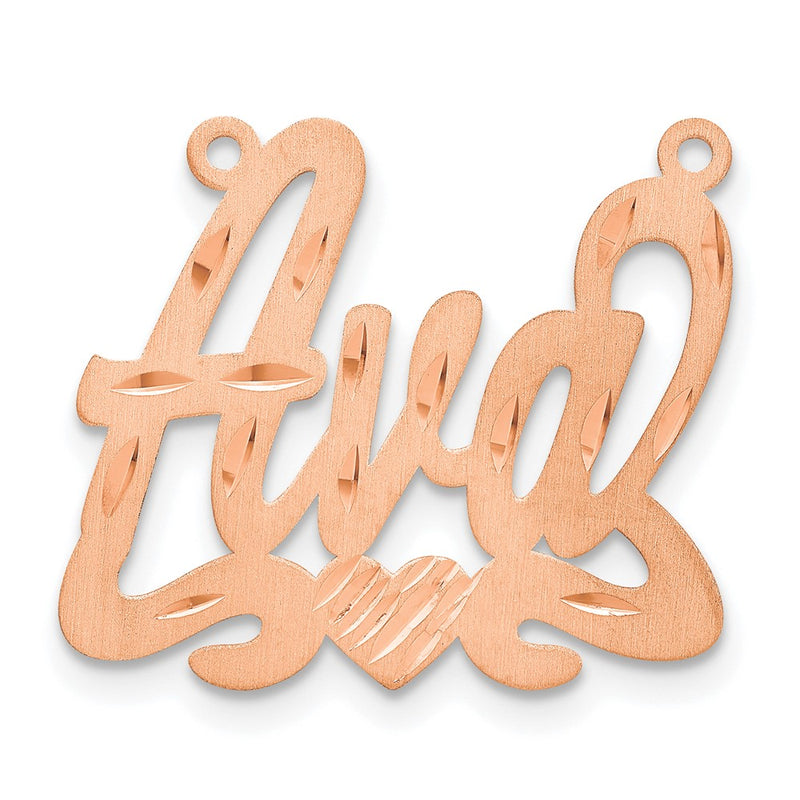 Rose Plated Sterling Silver/Rose Satin Diamond Cut Heart Name Plate