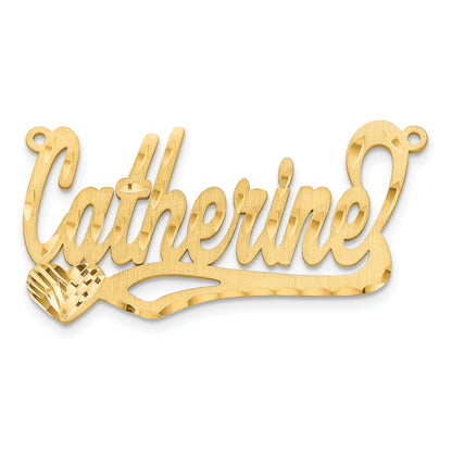 Gold Plated Sterling Silver/Gold Satin Diamond Cut Heart Name Plate