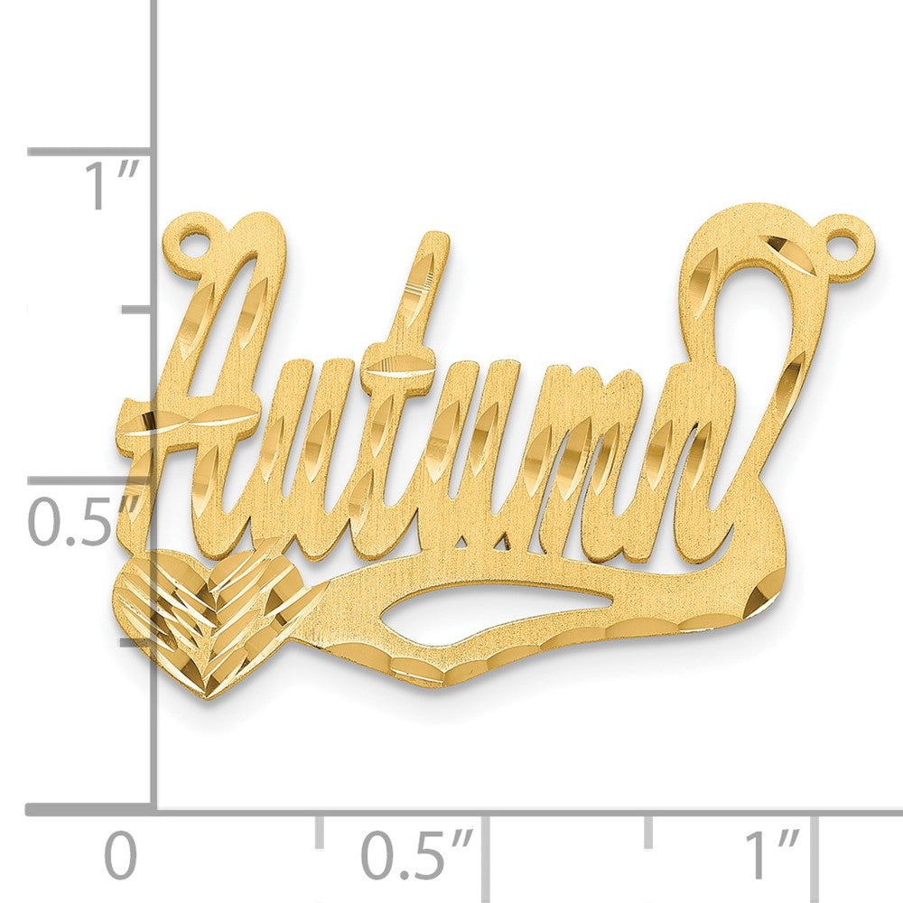 Gold Plated Sterling Silver/Gold Satin Diamond Cut Heart Name Plate