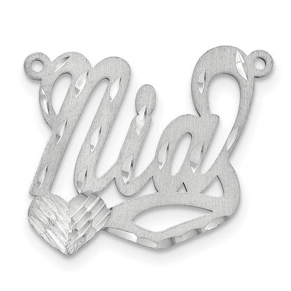 14K White Gold Satin Diamond Cut Heart Name Plate