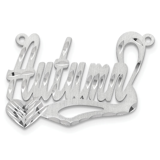 14K White Gold Satin Diamond Cut Heart Name Plate