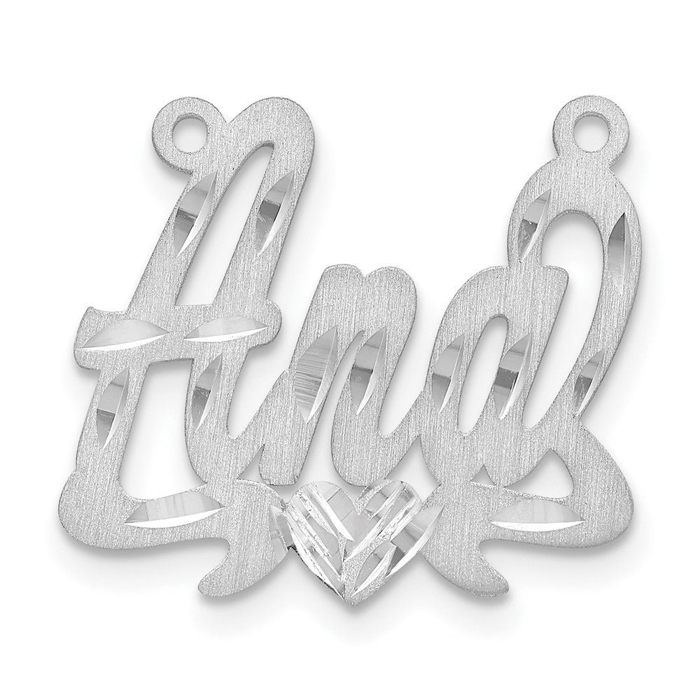 14K White Gold Satin Diamond Cut Heart Name Plate