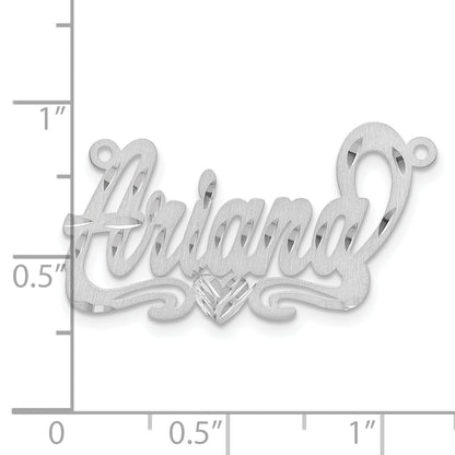 14K White Gold Satin Diamond Cut Heart Name Plate