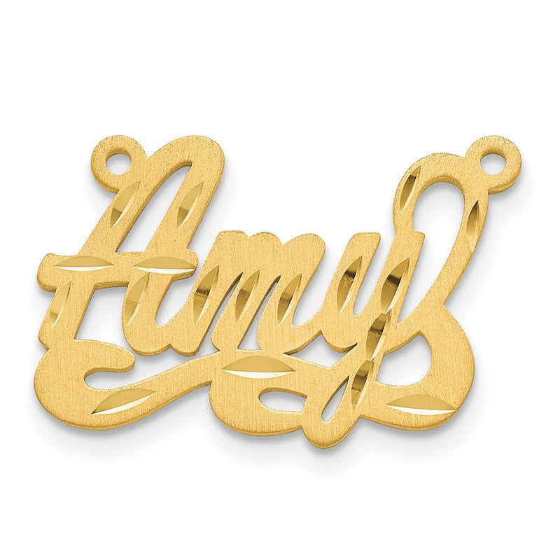 14K Yellow Gold Satin Diamond Cut Name Plate