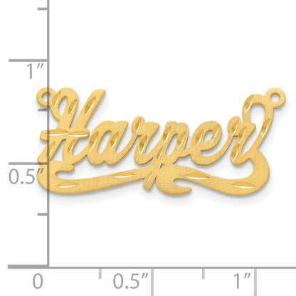 14K Yellow Gold Satin Diamond Cut Name Plate