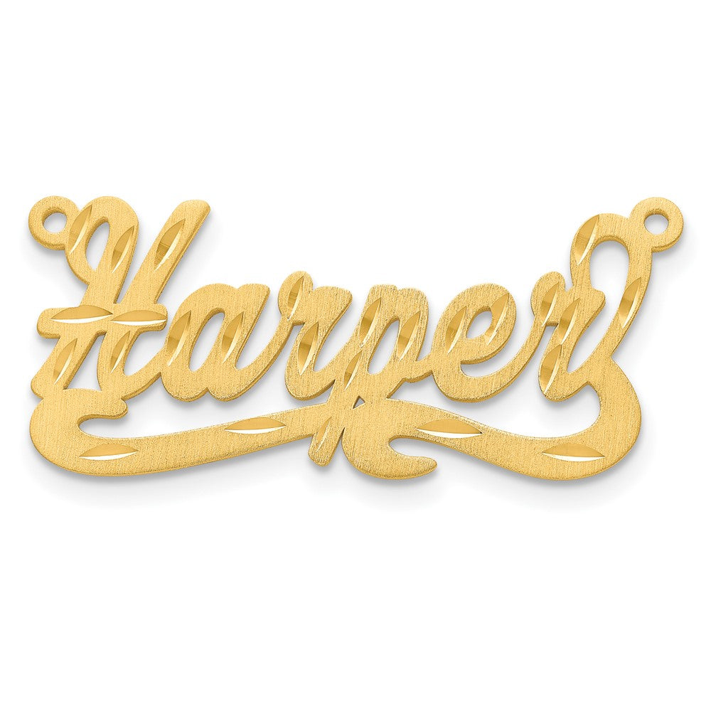 14K Yellow Gold Satin Diamond Cut Name Plate