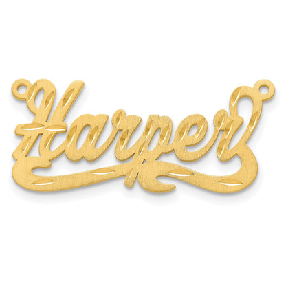 14K Yellow Gold Satin Diamond Cut Name Plate