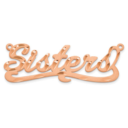 Rose Plated Sterling Silver/Rose Satin Diamond Cut Name Plate