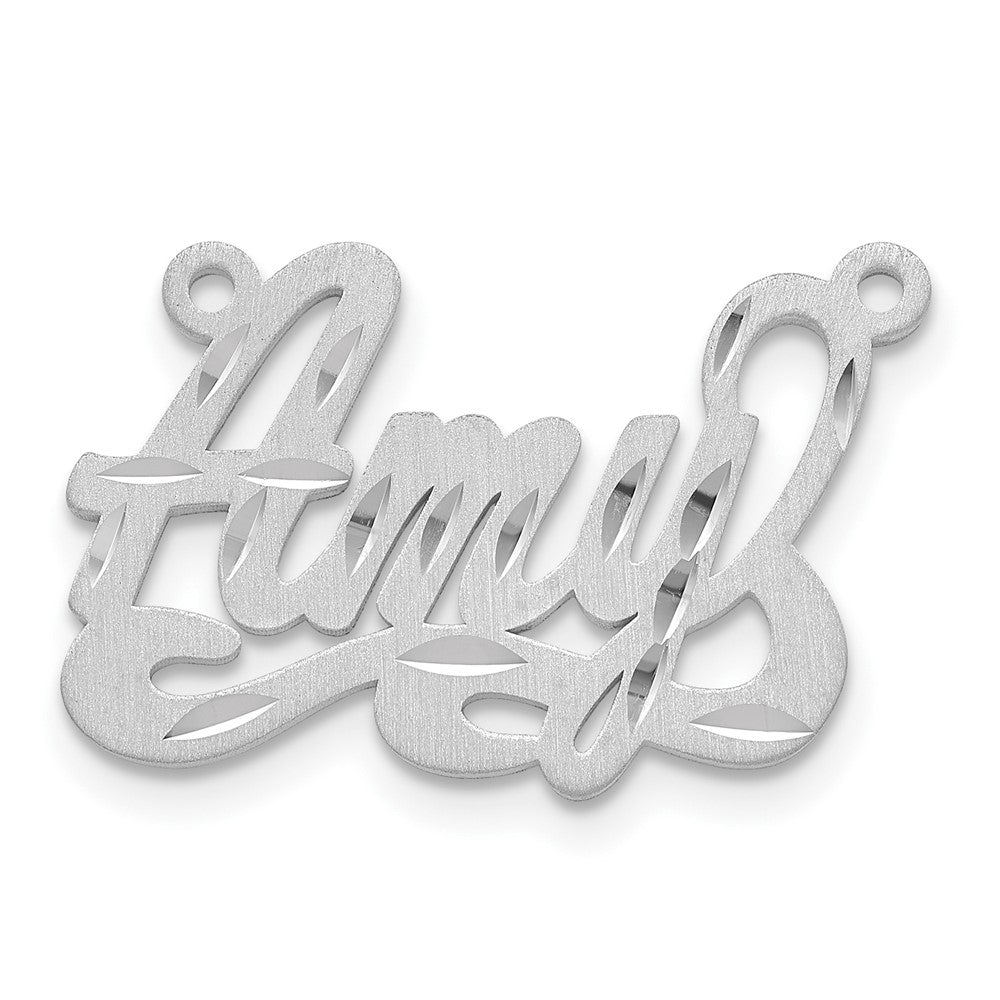 14K White Gold Satin Diamond Cut Name Plate