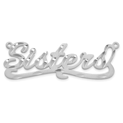 14K White Gold Satin Diamond Cut Name Plate
