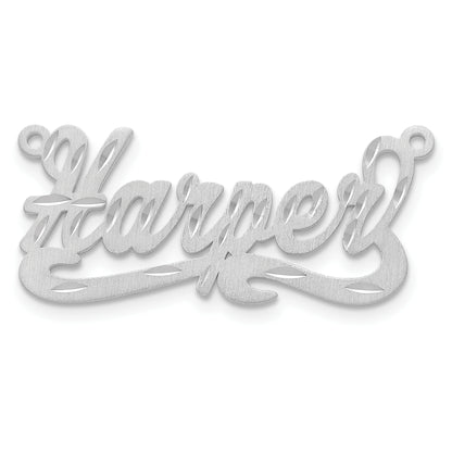 14K White Gold Satin Diamond Cut Name Plate
