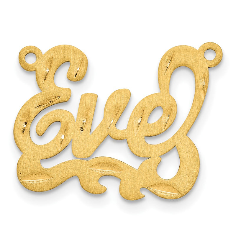 14K Yellow Gold Satin Diamond Cut Name Plate