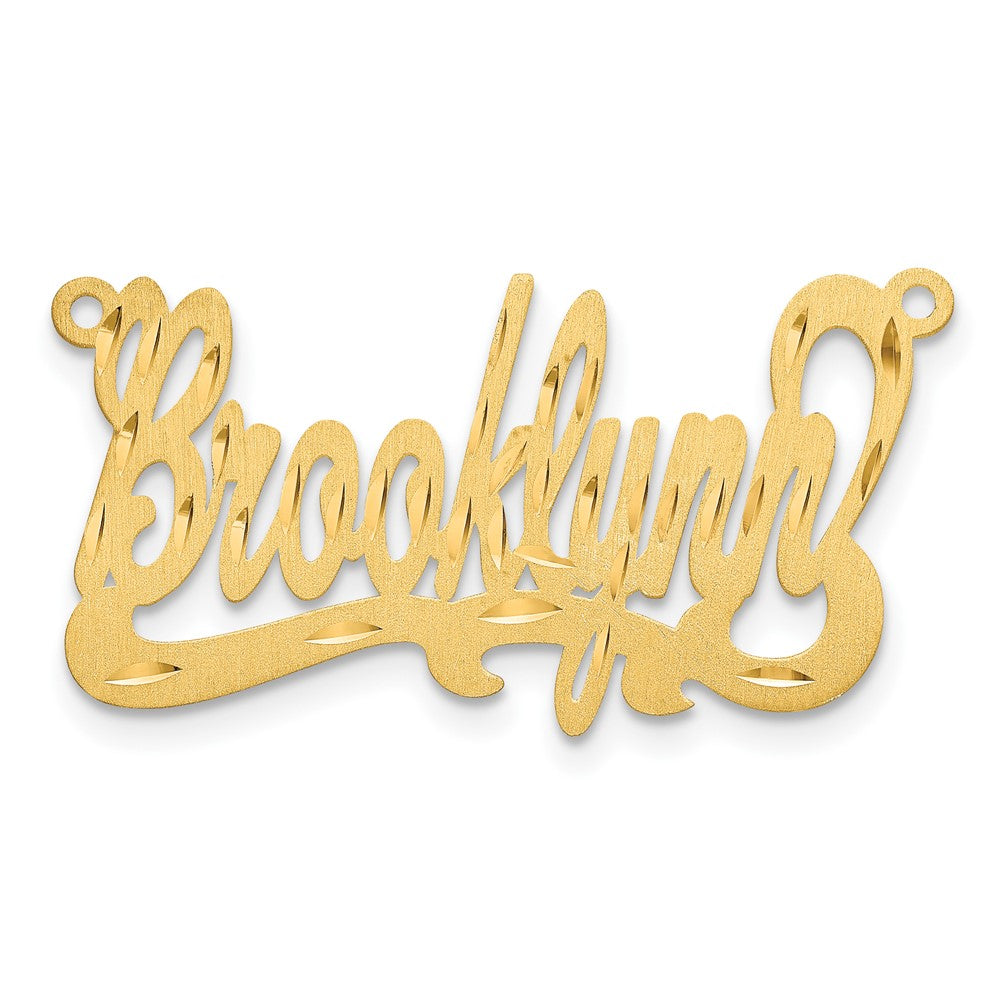 14K Yellow Gold Satin Diamond Cut Name Plate