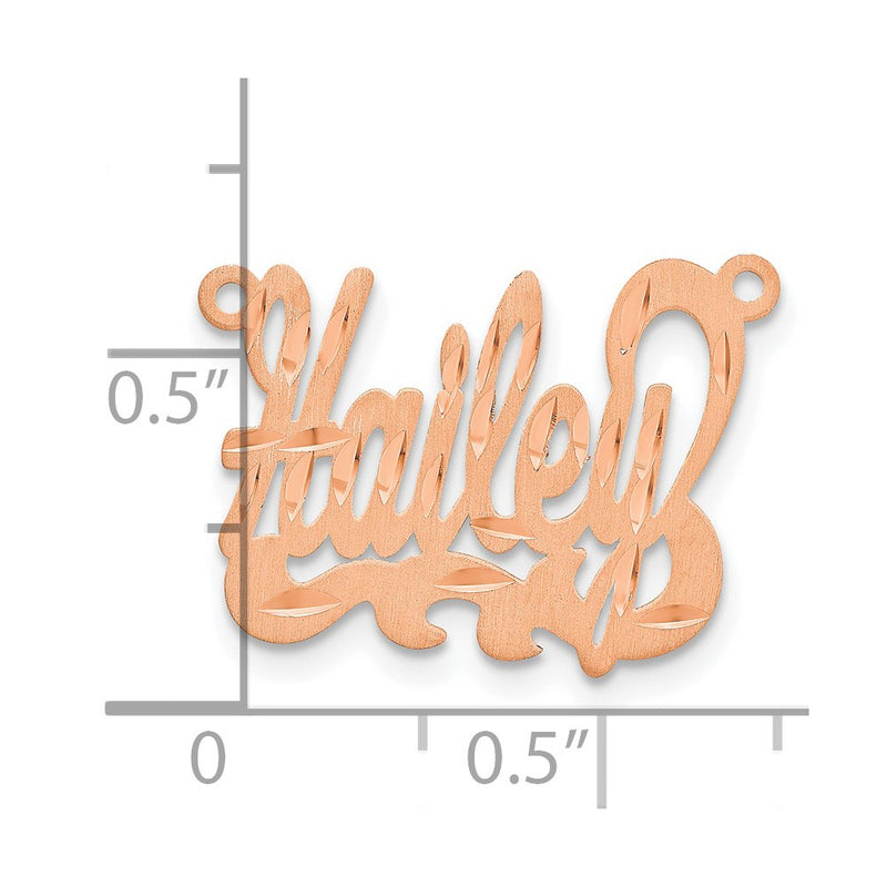 14K Rose Gold Satin Diamond Cut Name Plate