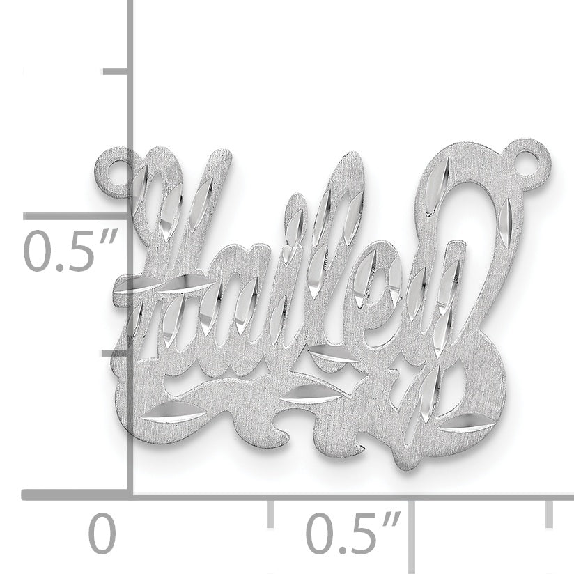 14K White Gold Satin Diamond Cut Name Plate